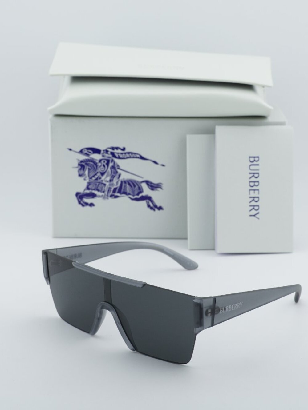 Burberry BE4291 421387 Shield Sunglasses - Matte Grey / Dark Grey